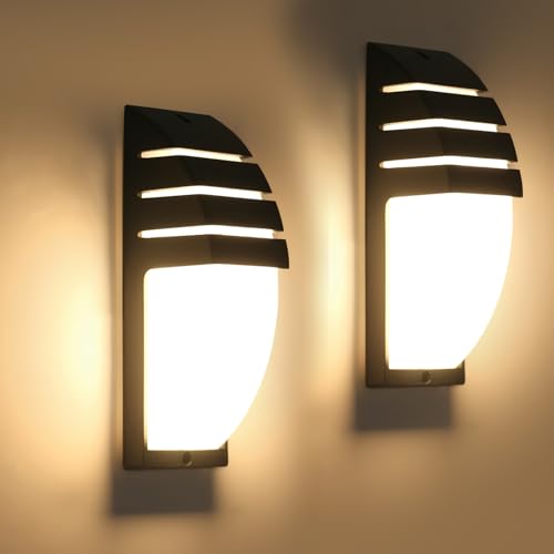 Goeco 2 Pack lâmpadas de parede LED exteriores, 12 W 1300 LM apliques de parede IP65 impermeáveis, 3000 K luz quente iluminação LED para pátio, jardim, quarto, sala de estar, 22,5 cm x 8 cm