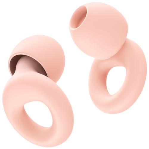 HOYIO 2 pares tampões ouvidos ruído dormir, tampões ouvidos cancelamento de ruído 27 dB para dormir concerto festival, reutilizáveis e laváveis suave, 8 almofadas em XS/S/M/L, Earplugs, rosa claro