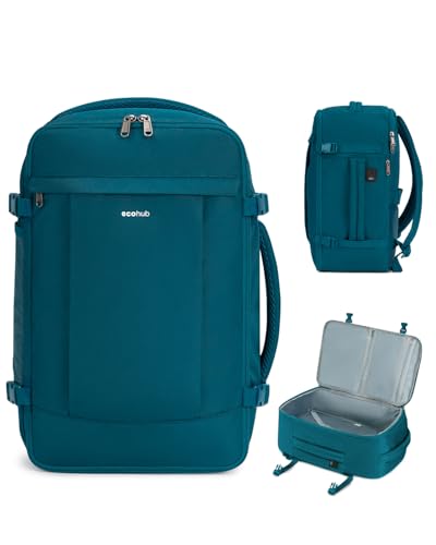 ECOHUB Mochila viagem cabine avião 40 x 20 x 25, 45 × 36 × 20-azul-verde