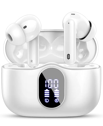 Auriculares sem fios, Bluetooth 5.3 com HD microfone estéreo HiFi ecrã LED, redução de ruído, 13 mm controlador dinâmico, IP7 impermeável 36H capacetes sem fios