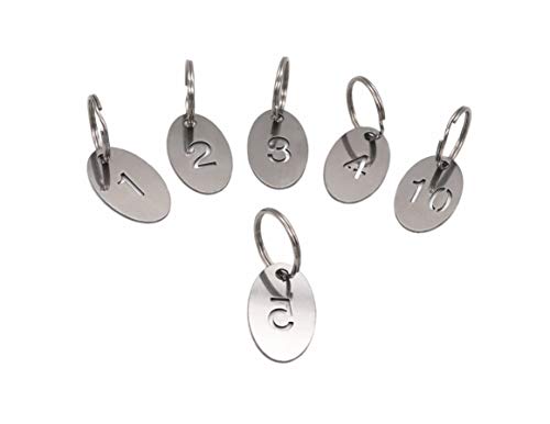 NanTun 304 Stainless Steel Oval Key Tags with Ring, Hollowed Number ID Tags Key Chain, Numbered Key Rings