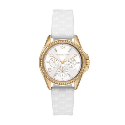 Michael Kors Reloj Pilot para Mujer, Movimiento multifunción de Cuarzo con Correa de Silicona