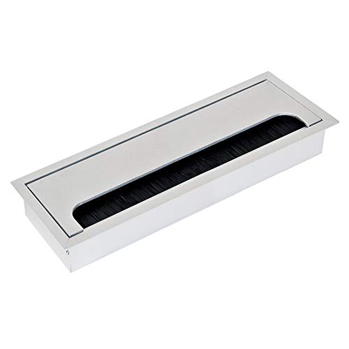 EMUCA - Tampa para cabos retangular 269 x 80 mm para encastrar em mesa / mesa, organizador de cabos para móveis, alumínio anodizado mate