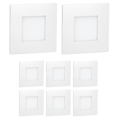 ledscom.de 8 LED luz de escada/luz de parede embutida FEX para interior e exterior, angular, 85 x 85 mm, branco quente