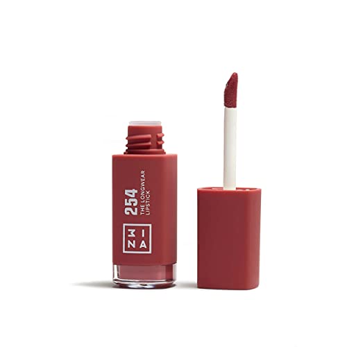 3INA MAKEUP - The Longwear Lipstick 254 - batom líquido escuro de longa duração com ácido hialurónico para hidratar os lábios - barra de lábios mate de alta pigmentação - Vegan - Cruelty Free