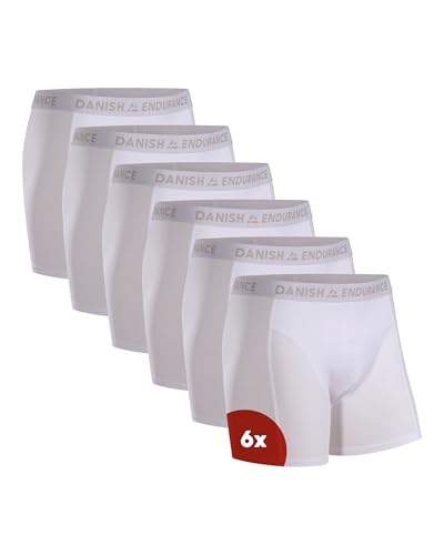 DANISH ENDURANCE Conjunto de 6 boxers de algodão para homem, roupa interior, elásticos, ultra suaves, conforto superior, corte clássico, justos, preto, cinzento, azul marinho