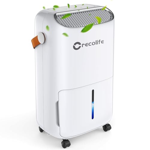 Crecolife Deshumidificador 12 L/24 H, economia de energia, para 20 m² com ecrã digital e painel de controlo tátil, depósito 2,5 l, 3 modos de desumidificação, 2 opções de esvaziamento, temporizador