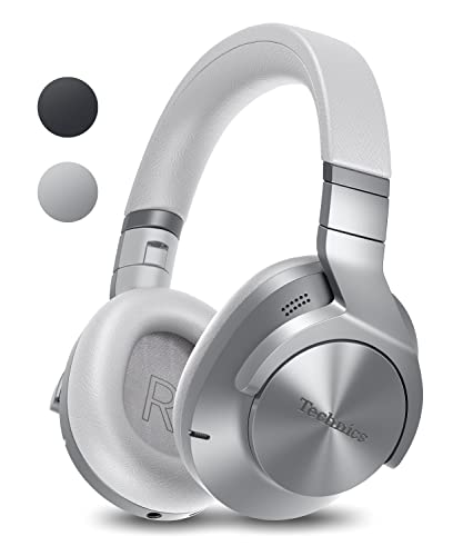 Technics EAH-A800E-S Auriculares sem fios Bluetooth Over Ear, com cancelamento de ruído e microfone, até 50 horas de reprodução, prata