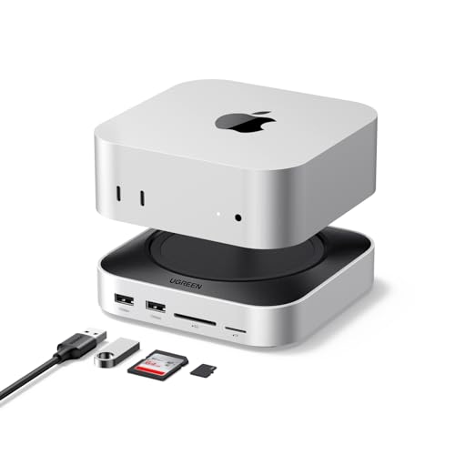 UGREEN Docking Station compatível com Mac Mini M4 e M4 Pro Hub USB C suporte com capa M.2 NVME SSD DisplayPort 4K 240Hz 144Hz USB 3.2 4A1C 10Gbps SD TF Slot 3,5 mm Aux