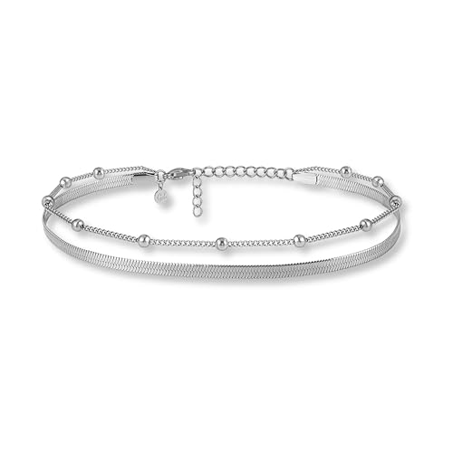 GD GOOD.designs Tornozeleira para senhora I tornozeleira multifila - ajustável I tornozeleira de corrente de cobra dourada - prata - ouro rosa I impermeável