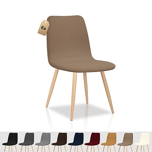 FIGOOO Capas para cadeiras pack 6 elásticas capas cadeiras de sala de jantar redondas escandinavas antimanchas, moderna capa de cadeira capas protetoras para cadeiras de cozinha, castanho avermelhado