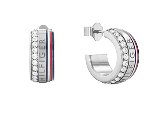Tommy Hilfiger Jewelry Brincos de aro para mulher em aço inoxidável com cristais - 2780623