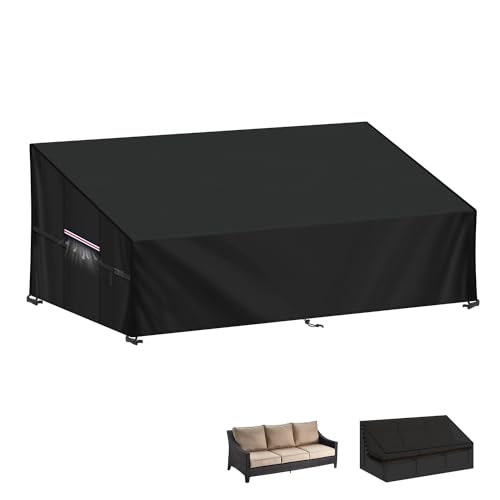 LAMUNI Capa para sofá paletes exterior capa para sofá de jardim 420D Oxford capa impermeável sofá palete anti-vento capas sofá, jardim anti-UV, capa de exterior para sofá de paletes, 205 x 85 x 80/40