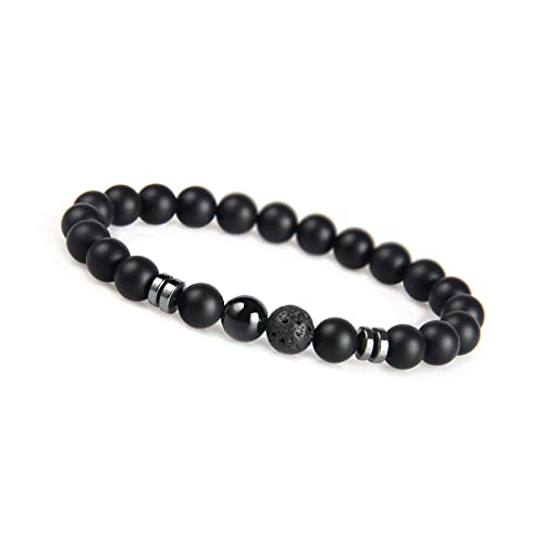 GD GOOD.designs EST. 2015 Pulseira chakra com contas de pedra de lava, com conta de jaspe, pedra natural de ónix