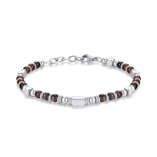 SIUMAL Pulseira de mulher, pulseira boémia de pedra natural em aço inoxidável para mulher, presente de aniversário, presente de Natal para mãe