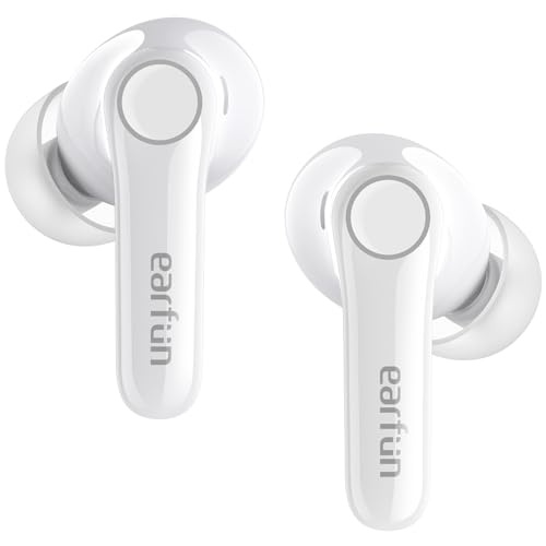 EarFun Air Pro 4 Auriculares sem fios Bluetooth, auriculares com cancelamento de ruído adaptativo, aptX Lossless, áudio Hi-Res, LDAC, 6 microfones, bateria de 52 horas, multiponto, Bluetooth 5.4