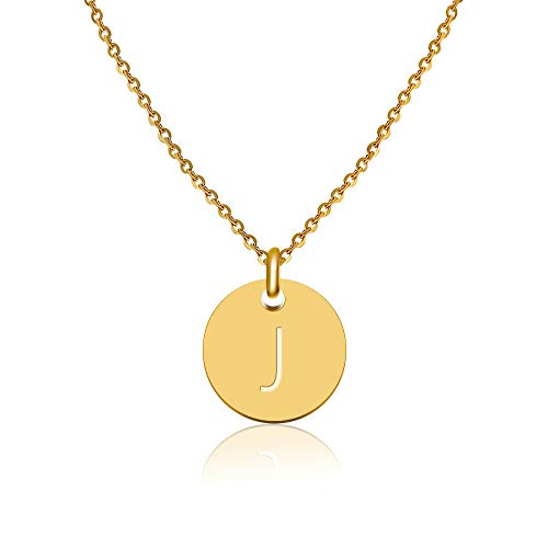 Good.Designs® Colar com inicial para mulheres, em ouro, letras redondas