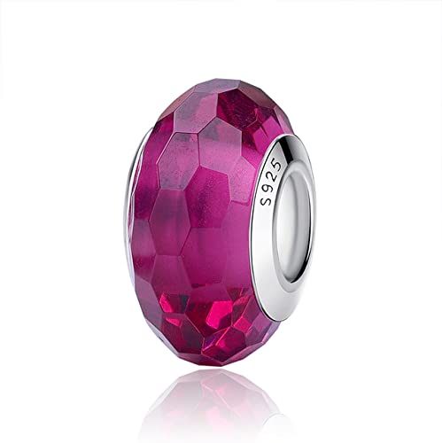 Nbsameng Charm em vidro de murano, pendente transparente para pulseira e corrente para mulher, flor encantos de prata 925%, miçangas compatíveis Pandora Gnoce e Trollbeads