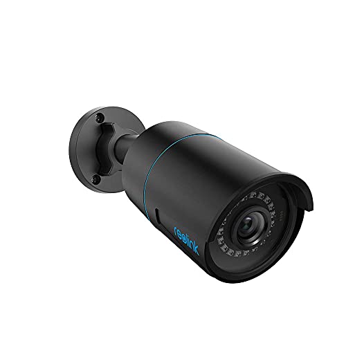 Reolink 5MP Câmara de vigilância PoE exterior com deteção de pessoas/veículos, câmara IP resistente à água IP67, lapso de tempo, gravação de áudio, com ranhura para cartão SD RLC-510A preto