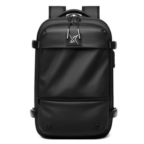 Mochila de viagem compatível com Ryanair, impermeável Oxford, com saco de vácuo e bomba de ar, cadeado TSA integrado, compartimento portátil de 15,6", ergonómica e adequada como bagagem de mão cabine