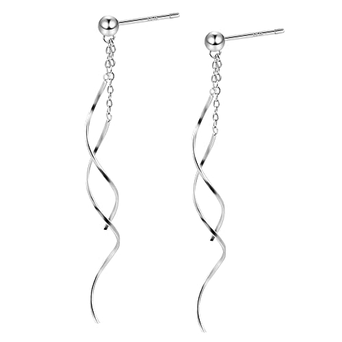 ASH'S CHOICE Brincos de mulher, brincos suspensos compridos e brilhantes, brincos de gota, hipoalergénicos, poste de prata 925, banhado a ouro 14K, presentes de joalharia