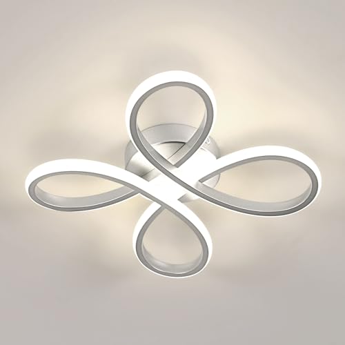 Comely Plafon LED teto moderno, 30 W 3000 LM candeeiros de teto, luz de teto LED de flor forma para quarto, corredor, sala de jantar, luz neutra 4500 K, dia 30 cm, prata