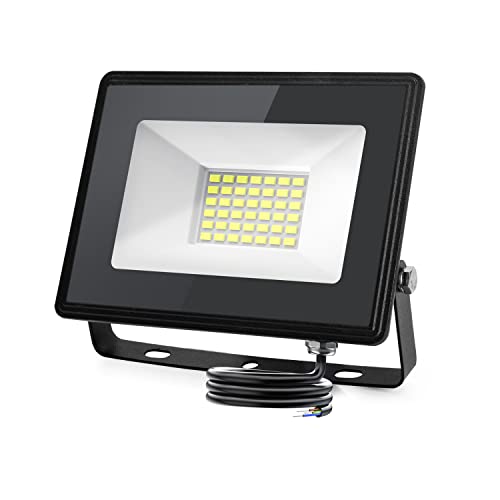 Aigostar Foco LED exterior 30 w 3160 lúmen, luzes LED exterior impermeável IP65, projetor LED exterior branco frio 6500 K para jardim, pátio, garagem, parque