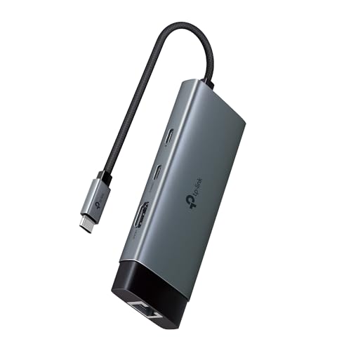 TP-Link UH6120C Hub USB 3.0 UH6120C, 6 portas USB e 2 portas de carregamento tipo C, velocidade de transferência de até 5 Gbps, carregamento rápido 5 V / 2,4 A, design compacto e portátil, Windows,