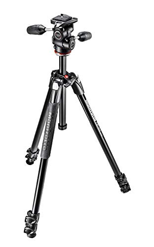 Manfrotto 290 Xtra - Kit de tripé de 3 secções e rótula de 3 Way (alumínio), preto