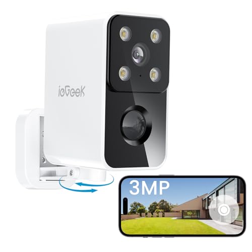 ieGeek 2K Câmara de vigilância WiFi exterior/interior, panorâmica de 180, conexão WiFi6, AI Smart Detection, câmara de vigilância sem fios de 5200 mAh, armazenamento local / nuvem, compatível com
