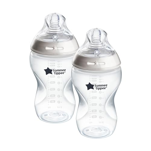 Tommee Tippee Biberões, biberão anticólicas Natural Start, 340 ml, com tetina anatómica para aderência natural, válvula anticólica, embalagem de 2