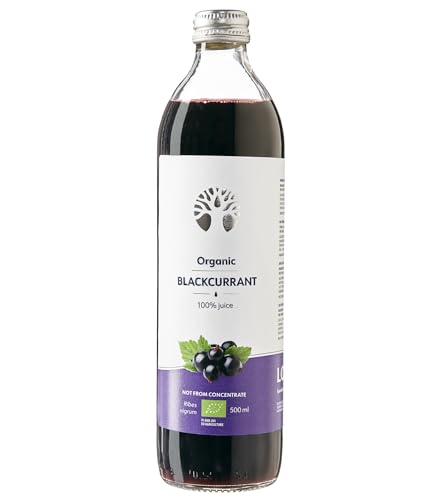 Sumo orgânico de groselha preta LOOV, 500 ml, sumo puro, não fabricado a partir de concentrado, sem adição de açúcar, sem adição de água, rico em antioxidantes e vitamina C