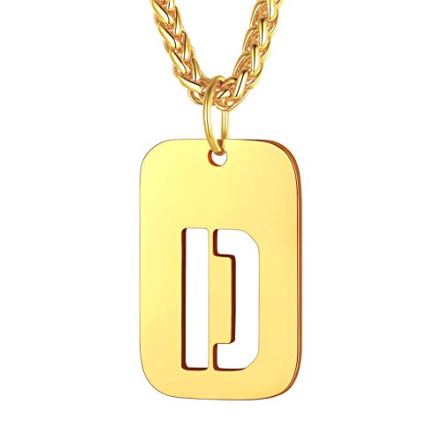 Bandmax Chapas militares letras iniciais de nome A-Z pendente Dog Tag com corrente espinho 55 cm 5 cm comprimento aço inoxidável três cores