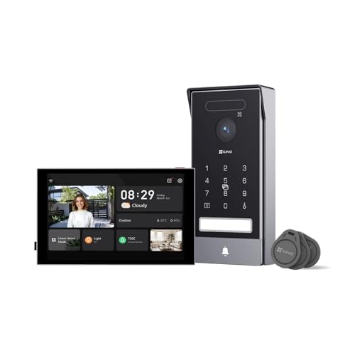 EZVIZ Porta-porta de vídeo, desbloqueio por reconhecimento de palma, monitor de toque colorido de 8 polegadas, áudio bidirecional, visão noturna, detecção movimento humano, Wi-Fi 2,4/5 GHz, HP7 Pro