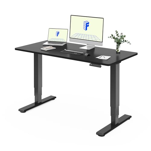 FLEXISPOT EC5 Lite Escritório Elevável Elétrico 140 × 80 cm, com 2 motores e 3 estágios mesa elevável em altura com 4 funções de memória Standing Desk, 25 mm de espessura da mesa, 60 - 125 cm