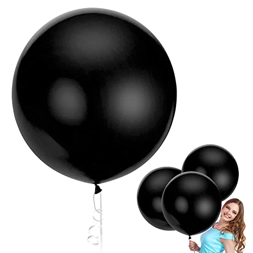 Balões gigantes preto, balões grandes de 90 cm de látex, balões de preto gigantes para festas coloridas para aniversários e casamentos, cerimónia de carnaval de Natal, embalagem de 6