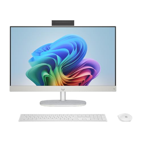 HP 27-cr2002ss Computador Full HD de 27" com câmara, teclado e rato sem fios (Intel Core Ultra 5 225U, 32 GB RAM, 1TB SSD, Intel UHD Graphics, Windows 11), branco, teclado QWERTY espanhol