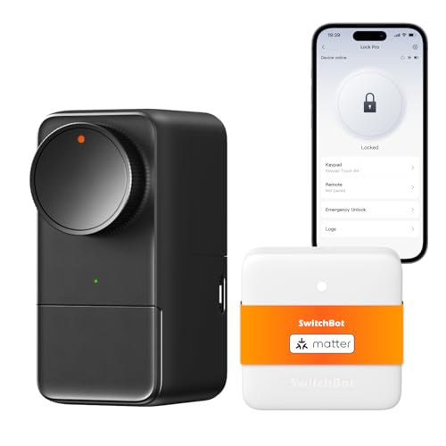 SwitchBot Lock Pro WiFi inteligente, de acesso sem chave, fechadura inteligente porta dianteira, fechadura inteligente, adaptável ao ferrolho existente em minutos, suporta Matter, Alexa, Google,