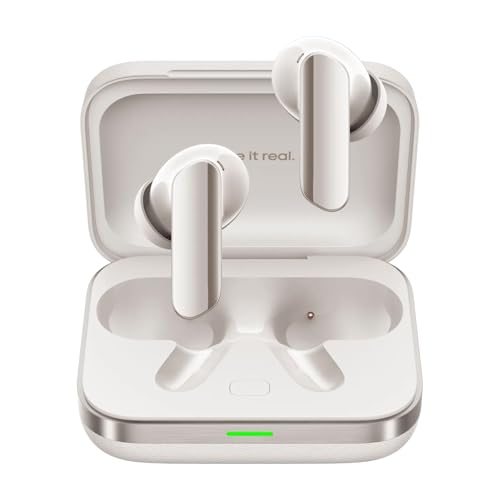 realme Buds Air 7 Pro Auriculares sem fios, 6 microfones com redução de ruído para 53 dB, tempo de reprodução de 48 horas Bluetooth 5,4 impermeável IP55 auriculares Bluetooth, branco