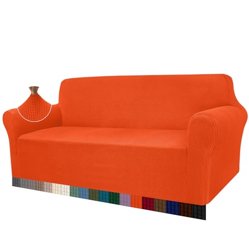 Granbest Capa de sofá moderna em jacquard de alta elasticidade para salão, proteção para casas com cães e animais de estimação, 3 lugares, laranja