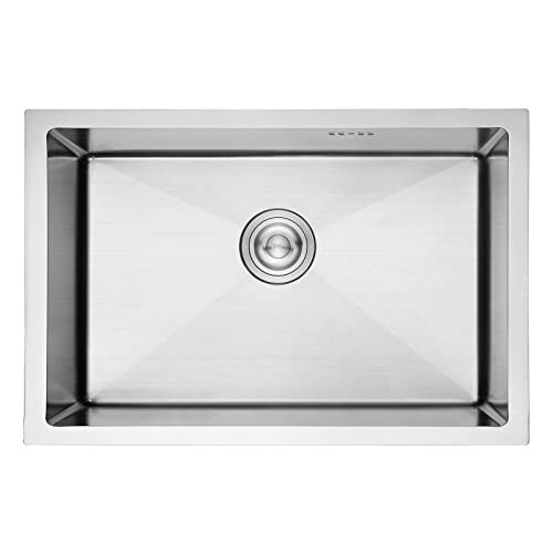 Ibergrif, M87044 Lava-louça cozinha 70 x 44 cm, lava-louça sob bancada ou sobre bancada com filtro de drenagem, aço inoxidável