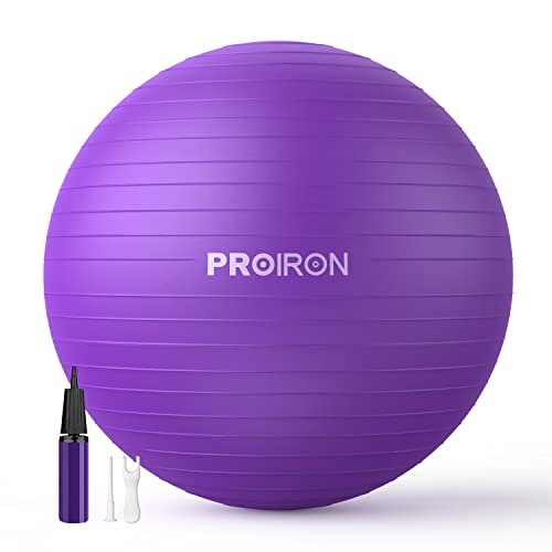 PROIRON, Bola de pilates, fitness, ioga, gravidez, desporto, futebol para exercícios, ginásio, 55/65/75 cm, anti-perfuração, inclui insuflador