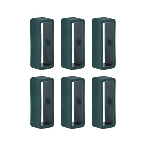 sourcing map 6 unidades relógio correia laço fecho anéis 22 mm borracha relógio suporte guardião silicone para relógio correia, verde escuro