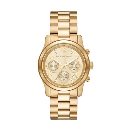 Michael Kors Reloj Runway para Mujer, Movimiento cronógrafo de Cuarzo con Correa de Acero Inoxidable o Acetato