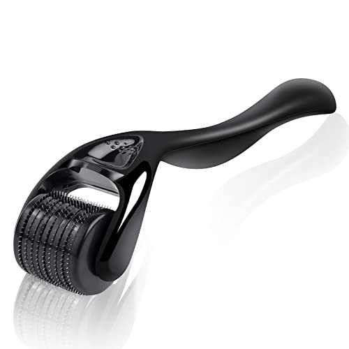 URAQT Dermaroller Microagulhas, 0,5 mm rolo Derma para rosto e corpo, rolos faciais de titânio micro-agulhas, ferramentas de higiene para anti-idade, remoção de cicatrizes acne, ouro contrativo