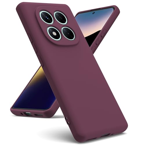 Oududianzi - Capa compatível com Xiaomi Redmi Note 14 Pro 5G / Poco X7 5G [Capa de silicone líquido][Interior de microfibra] capa anti-impactos proteção gel ultra suave - bordô