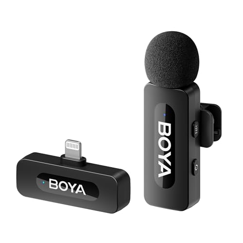 BOYA by-V1 microfone sem fios lapela profissional, mini microfone iPhone Smartphone, gravação podcast, vídeo, vlog, Youtube, TikTok, Live Stream