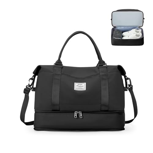 Bolsa de viagem para mulher, mala de desporto, mala de mão para bagagem, bolsa de ginásio impermeável, sacos de fim de semana para mulher, bolsa para hospital, bolsa de natação para praia, F1 - preto,