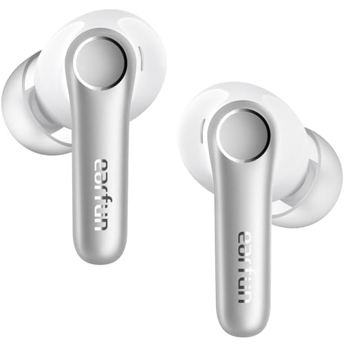 EarFun Air Pro 4 Auriculares sem fios Bluetooth, auriculares com cancelamento de ruído adaptativo, aptX Lossless, áudio Hi-Res, LDAC, 6 microfones, bateria de 52 horas, multiponto, Bluetooth 5.4