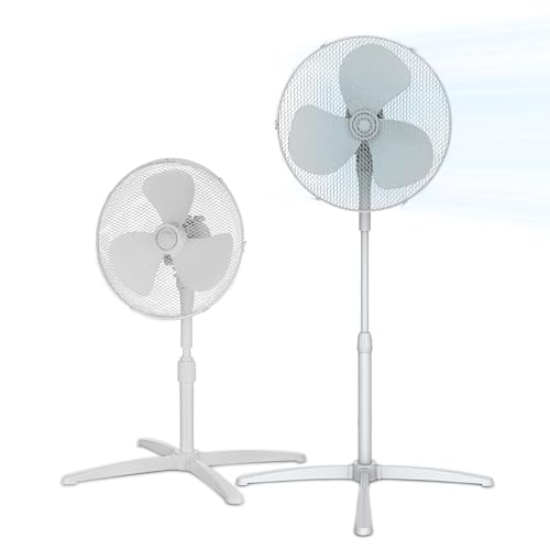 COMFEE Ventoinha de pé de 3 velocidades, ventilador silencioso com oscilação de 90º e altura ajustável, ventiladores de pé com fluxo de ar potente 40 m3/min, leve e fácil de transportar, 1 unidade
